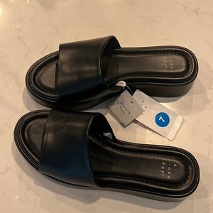 NWT Black/Carlita slip on wedges